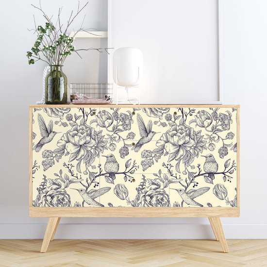 550x550-18670.jpg Unyqoos® Waterdicht bloemenbehang met citroen en vogels voor vintage interieur