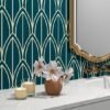 Unyqoos® Zelfklevend geometrisch patroonbehang voor veelzijdige interieurdecoratie, groente-blauw