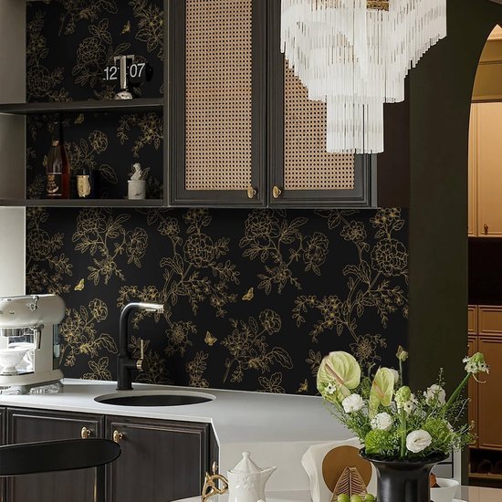 550x550-18722.jpg Unyqoos® Zelfklevend vinyl behang met bloemen en vlinders voor elegante inrichting 44 cm x 10 m