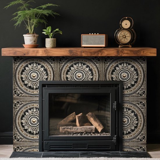 Unyqoos® Elegant zwart-goud barok zelfklevend behang met 3D-effect voor interieur