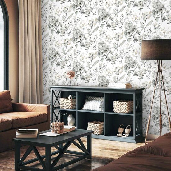 550x550-18755.jpg Unyqoos® Stijlvol zelfklevend bloemenbehang in grijs en wit voor interieurdecoratie 41 cm x 5 m