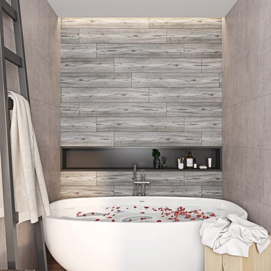 Unyqoos® Zelfklevende vinylvloeren in grijs houtlook voor elke kamer in huis