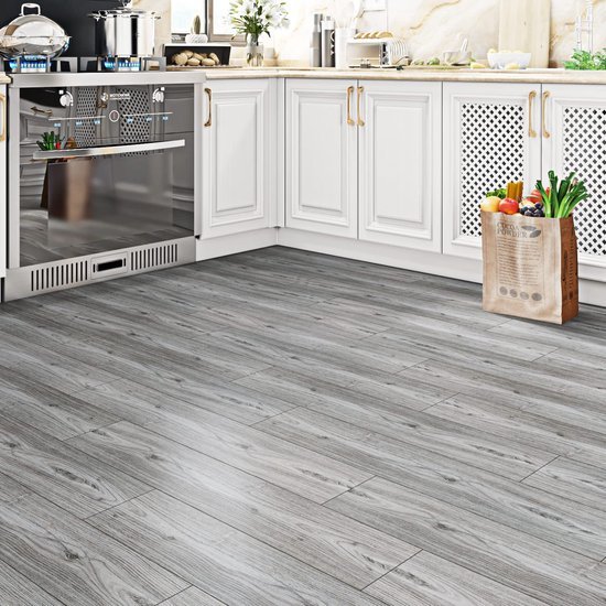 Unyqoos® Zelfklevende vinylvloeren in grijs houtlook voor elke kamer in huis