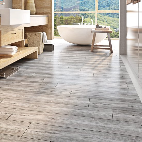 Unyqoos® Zelfklevende vinylvloeren in grijs houtlook voor elke kamer in huis