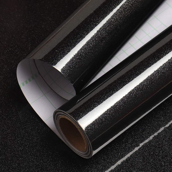 Unyqoos® Glanzende zwarte zelfklevende folie voor meubels en keukenoppervlakken