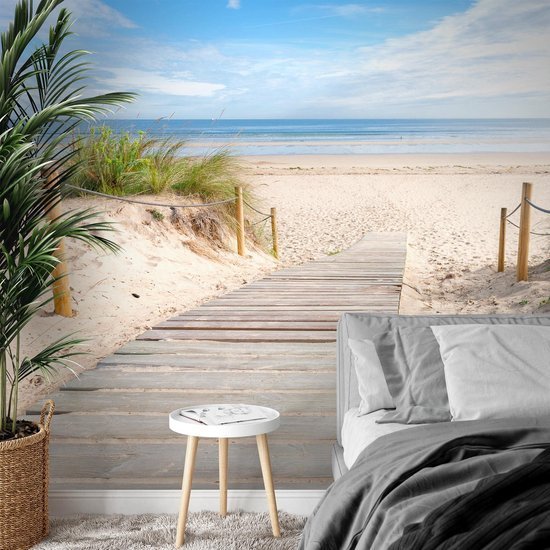 Unyqoos® Modern fotobehang met strand en zee voor woonkamer en slaapkamer