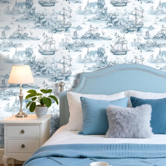 550x550-18827.jpg Unyqoos® Decoratieve blauwe en witte zelfklevende folie voor meubels en muren