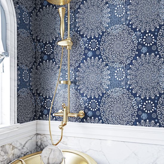 550x550-18852.jpg Unyqoos® Zelfklevend en waterdicht fotobehang met blauw wit mandala patroon