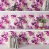Unyqoos® Zelfklevend paars bloemenbehang met vintage patroon voor veelzijdig gebruik