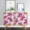 Unyqoos® Zelfklevend paars bloemenbehang met vintage patroon voor veelzijdig gebruik