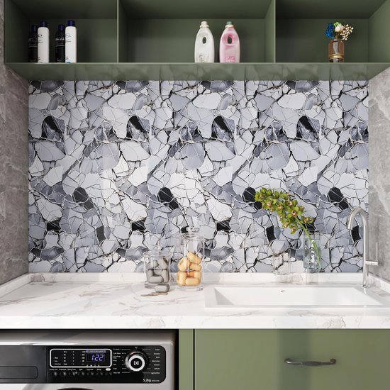 Unyqoos® Waterdichte zelfklevende marmerlook folie voor keuken en badkamer 40x700cm