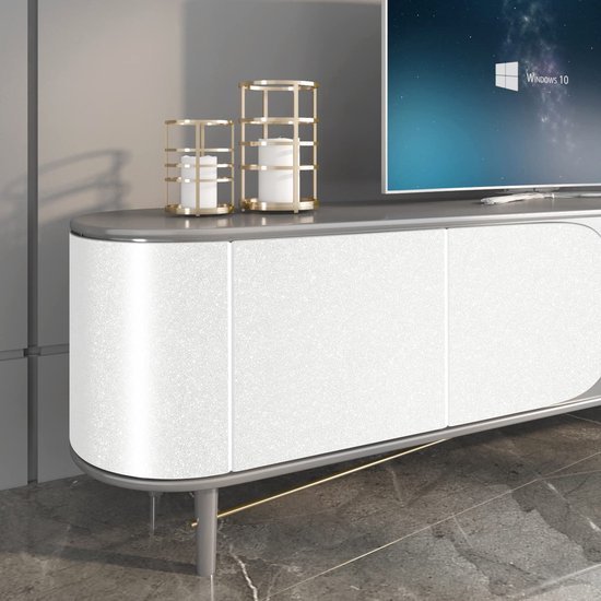 Unyqoos® Zelfklevende glitterfolie in crèmekleur voor meubels en decoratie 40 x 200 cm