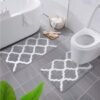 Unyqoos® Zachte en Luxe Hoogpolige Antislip Badmatset voor Badkamer en Toilet, Twee Stuks, Grijs