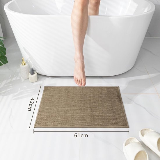 Unyqoos ® Stijlvolle Antislip Badmat voor Veilige en Droge Badkamers, 43 x 61 cm, Wasbaar, Bruin