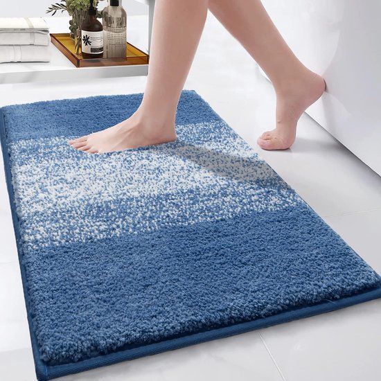 Unyqoos® Ultrazachte Luxe Antislip Badmat - 80 x 120 cm - Hoog Absorptievermogen - Machinewasbaar - Blauw