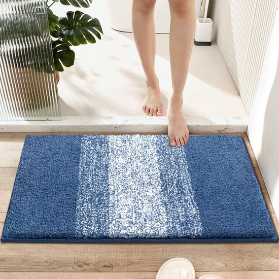 Unyqoos® Ultrazachte Luxe Antislip Badmat - 80 x 120 cm - Hoog Absorptievermogen - Machinewasbaar - Blauw