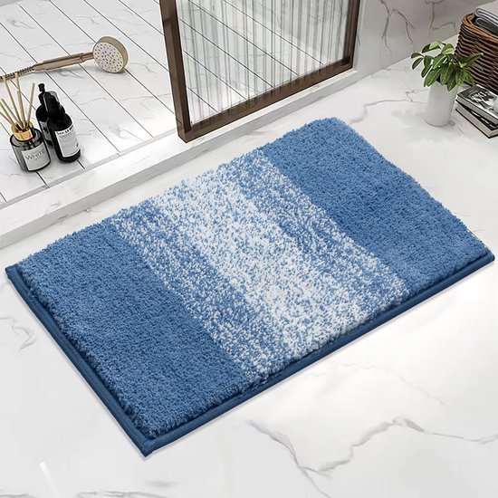 Unyqoos® Ultrazachte Luxe Antislip Badmat - 80 x 120 cm - Hoog Absorptievermogen - Machinewasbaar - Blauw
