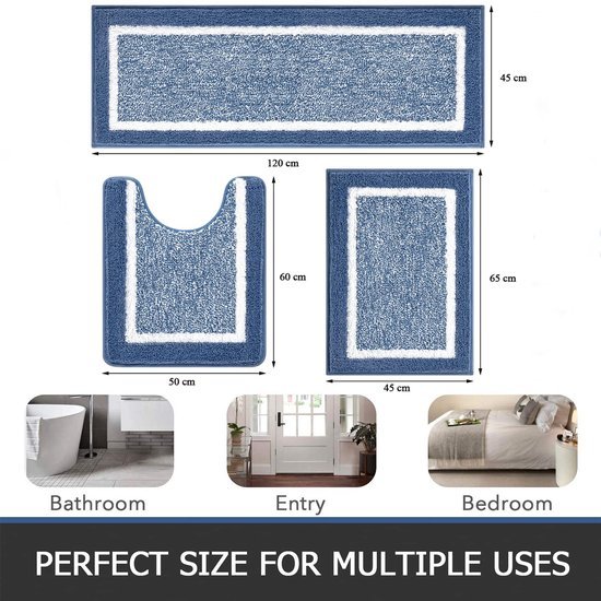 Unyqoos ® Luxueuze Zachte Badkamermatten Set van Drie Stuks voor Comfort en Veiligheid