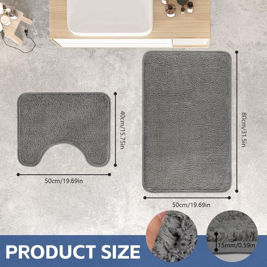 Unyqoos® Zachte Microvezel Badmat Set van 2 met Antislip en Waterabsorberende Eigenschappen voor Badkamer