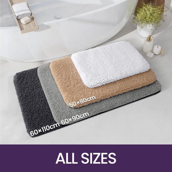Unyqoos® Ultrazachte Antislip Badmat van Microvezel voor Badkamer, Douche en Wastafel - 40 x 60 cm - Wit