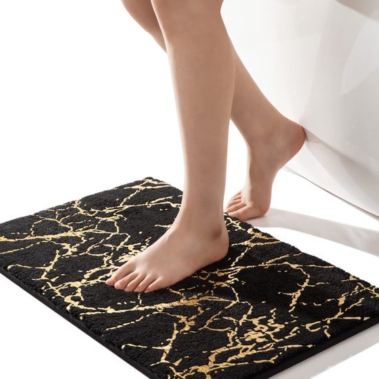 Unyqoos® Luxueuze Antislip Badmat met Gouden Accent en Zachte Microvezel, 40 x 60 cm voor Badkamerstijl