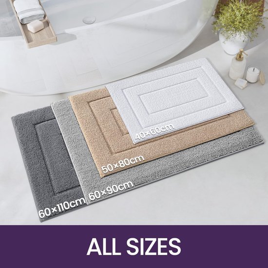 Unyqoos® Zachte Antislip Badmat voor Badkamer en Douche, Waterabsorberend, Machinewasbaar, 50 x 80 cm, Zwart