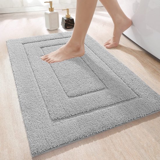 Unyqoos® Antislip Zachte Badkamermat met Sneldrogende Microvezel voor Diverse Ruimtes, Lichtgrijs 50x80 cm