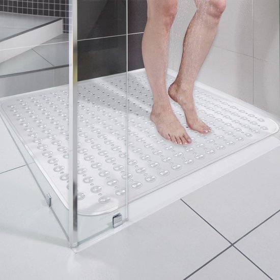 Unyqoos ® Veilige en Comfortabele Antislip Douchemat met Zuignappen en Afvoergaten, 80 x 80 cm