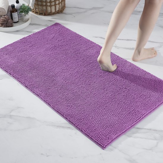 Unyqoos® Zachte Antislip Badmat van Chenille in Paarse Kleuren voor Badkamerdecoratie