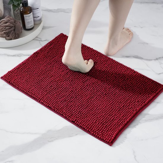 Unyqoos® Zachte en Absorberende Antislip Badkamermat voor Douche en Bad, Rood, 40 x 60 cm