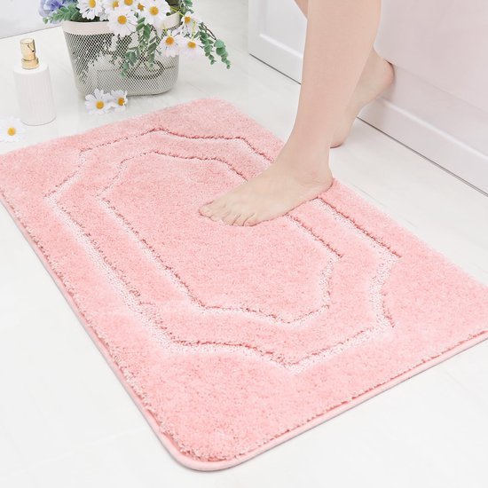 Unyqoos® Luxueuze Antislip Badmat voor Comfortabele en Veilige Badkamerervaring, 50 x 80 cm, Roze