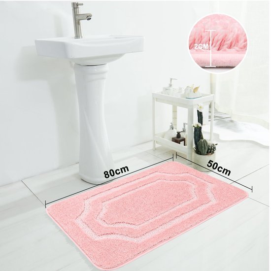 Unyqoos® Luxueuze Antislip Badmat voor Comfortabele en Veilige Badkamerervaring, 50 x 80 cm, Roze