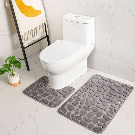 Unyqoos ® Comfortabele Antislip Badkamermatten Set van Twee met Memory Foam en Koraalfluweel