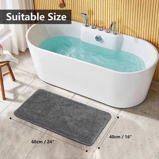 550x550-19569.jpg Unyqoos® Badezimmermat in Grijs - , Ronde Antislip Badkamermat van 40x60 cm met Zachte, Absorberende Microvezel