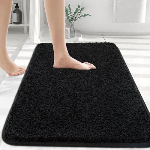 550x550-19642.jpg Unyqoos® Zwarte Luxe Badmat van Superzachte Microvezel, 80 x 120 cm, Antislip en Wasbaar Ontwerp voor Badkamercomfort