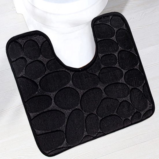 Unyqoos® Zwarte absorberende en zachte toiletmat met antislip voor badkamercomfort