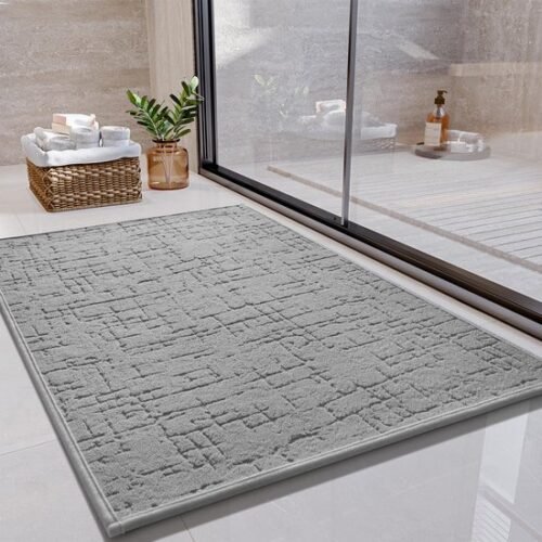 550x550-19669.jpg Unyqoos® Superabsorberende Lichtgrijze Badmat met Antislip Rubberen Achterkant voor Badkamer en Douche
