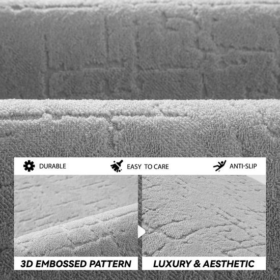 Unyqoos® Superabsorberende Lichtgrijze Badmat met Antislip Rubberen Achterkant voor Badkamer en Douche