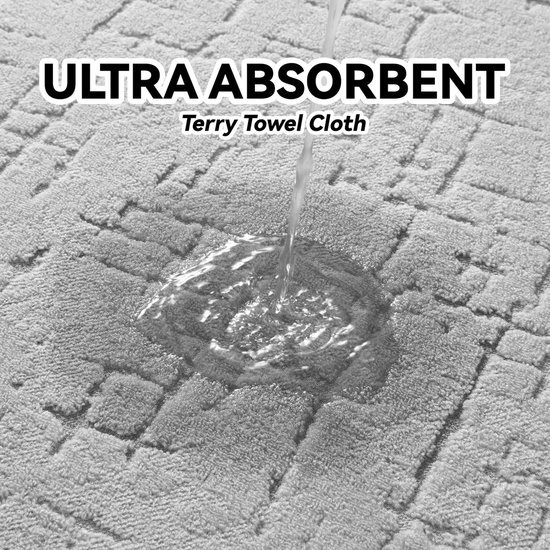 Unyqoos® Superabsorberende Lichtgrijze Badmat met Antislip Rubberen Achterkant voor Badkamer en Douche