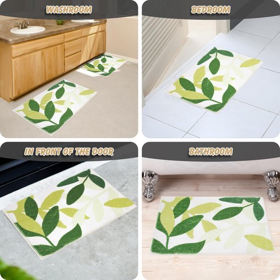 Unyqoos® Absorberende en Antislip Badmat van Microvezel met Bladmotief 40x60 cm