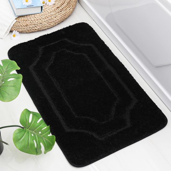 Unyqoos® Zachte, Antislip Badmat voor Optimale Comfort en Veiligheid in de Badkamer, 50 x 80 cm, Zwart