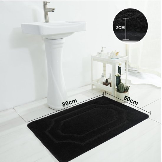 Unyqoos® Zachte, Antislip Badmat voor Optimale Comfort en Veiligheid in de Badkamer, 50 x 80 cm, Zwart
