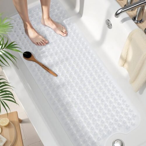 550x550-19729.jpg Unyqoos® Transparante antislip badmat met afvoergaten en masserende kiezelsteenstructuur