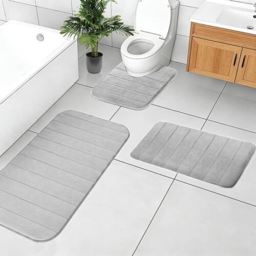 Unyqoos® Luxe 3-delige badmatset van zachte microvezel met antislip en wasbare eigenschappen 80x50