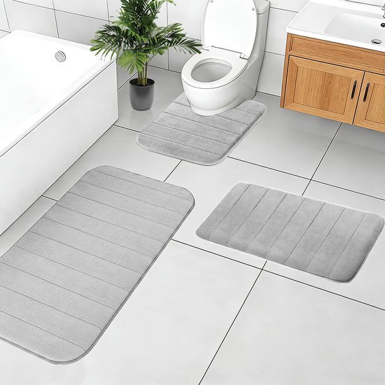 Unyqoos® Luxe 3-delige badmatset van zachte microvezel met antislip en wasbare eigenschappen 80x50