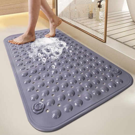 Unyqoos® Antislip Douchemat met Massagefunctie en Afvoergaten voor Veilig Douchen, 50 x 80 cm, Grijs