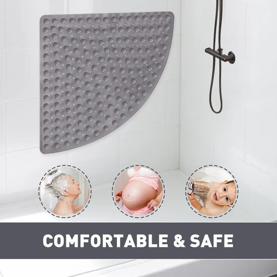 Unyqoos® antislip douchemat voor hoekdouche met masserende functie
