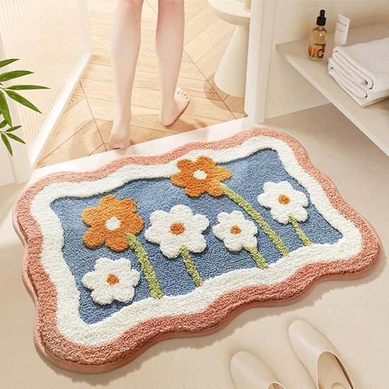 550x550-19773.jpg Unyqoos® Binnenhuisdecoratie Antislip en Zacht Absorberende Badkamer Mat met Bloemontwerp 50x80cm