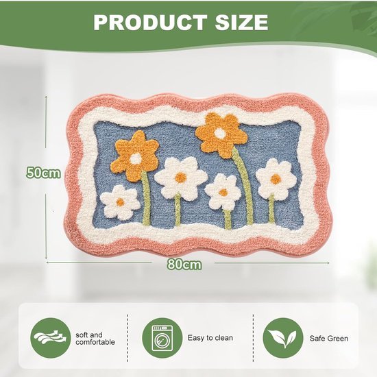 550x550-19777.jpg Unyqoos® Binnenhuisdecoratie Antislip en Zacht Absorberende Badkamer Mat met Bloemontwerp 50x80cm