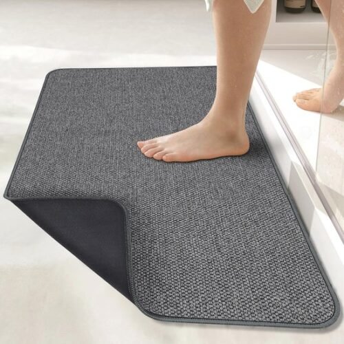Unyqoos® Grijze dunne antislip badmat 40x60 cm voor badkamer en toilet